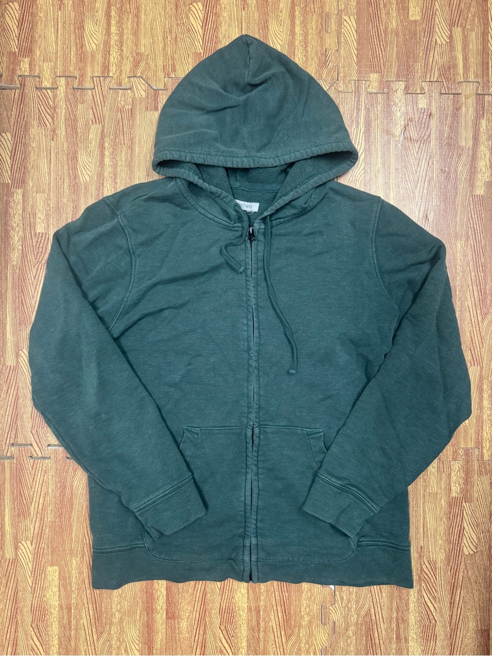 Outerknown Men Hoodie Size Medium Forest Green Organic Cotton Hemp Zip-up